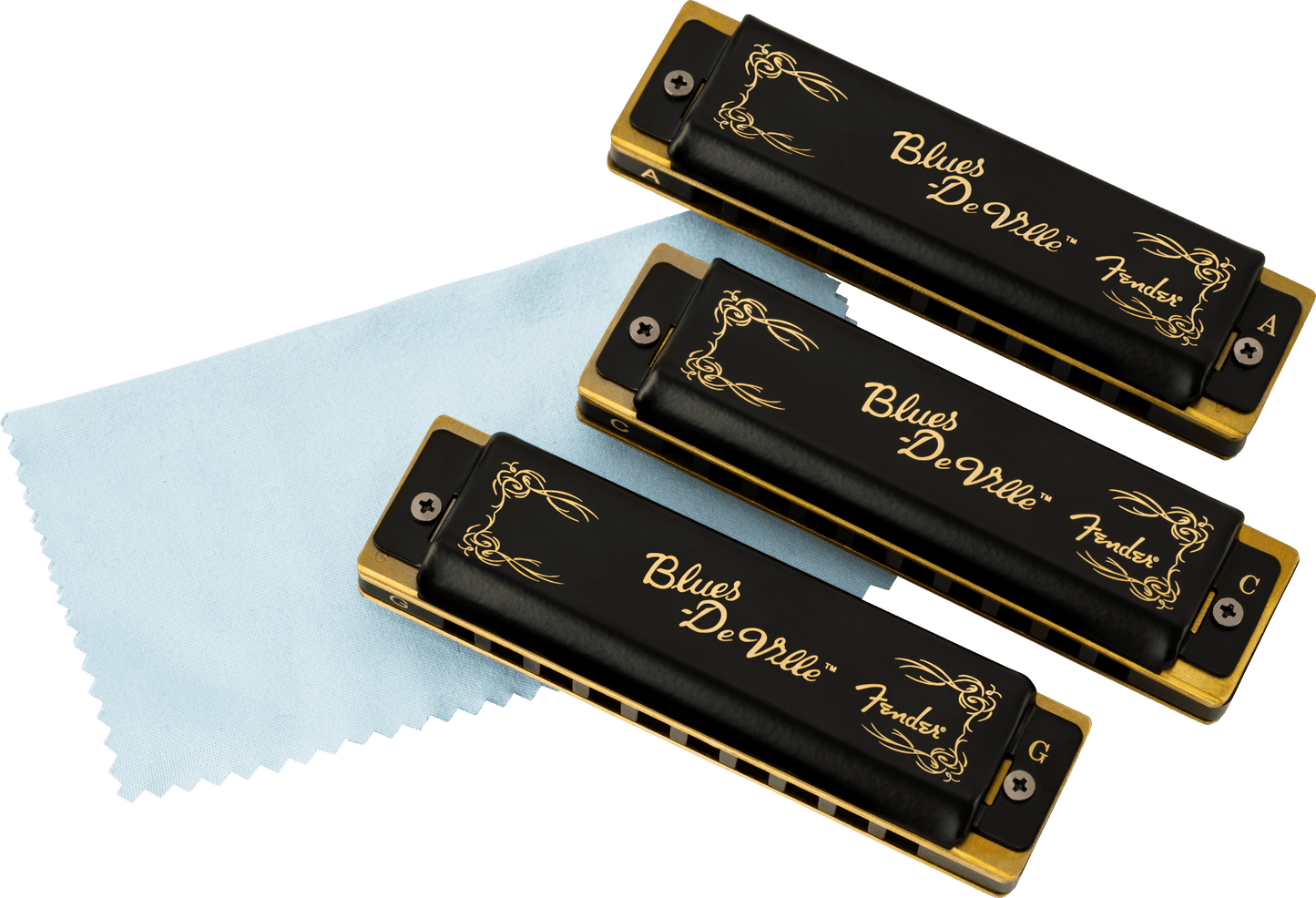 Blues DeVille Harmonicas - 3 Pack with Case
