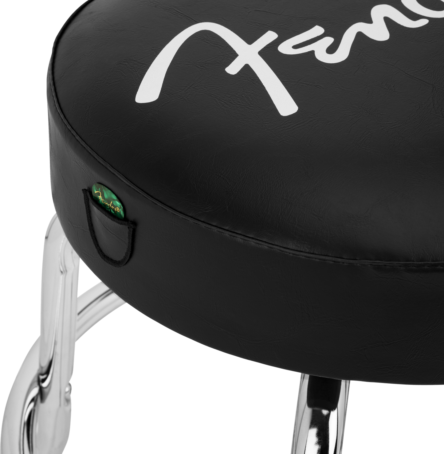Fender® Spaghetti Logo Pick Pouch Barstool, Black and Chrome