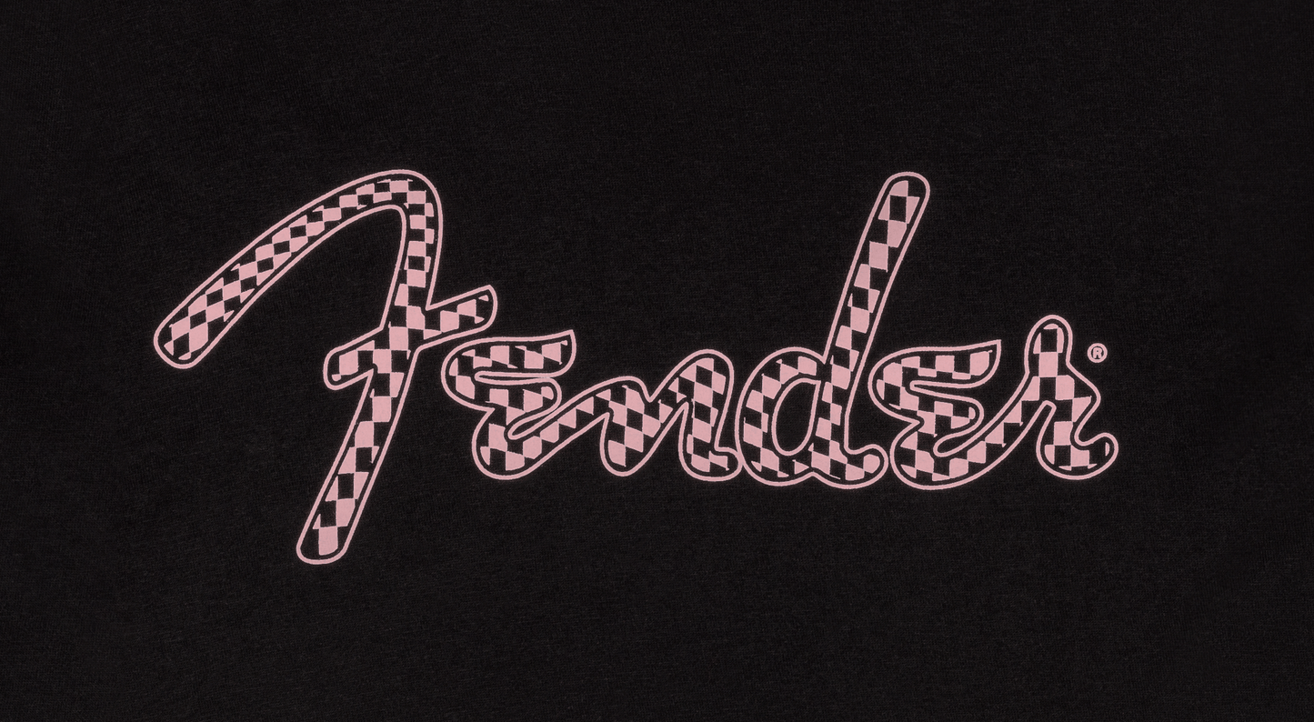 Fender® Spaghetti Logo Wavy Checker Tee, Pink Checker