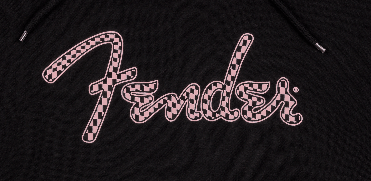 Fender® Spaghetti Logo Wavy Checker Hoodie, Pink Checker